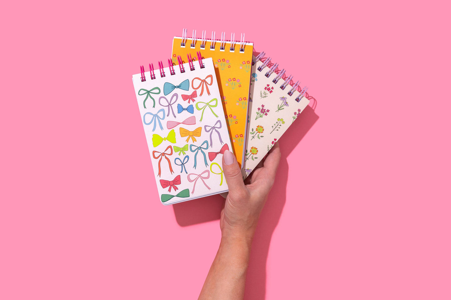 Small Spiral Top Notebook - Orange w/ Flowers