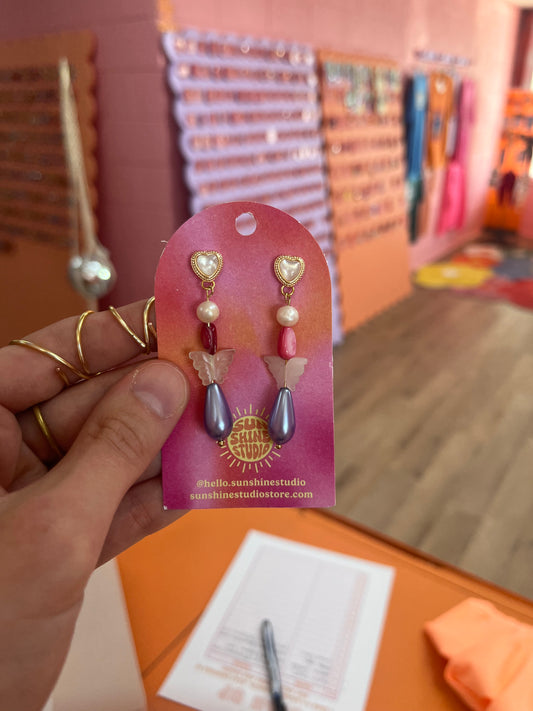 Fanciful Butterfly Pearl Earrings
