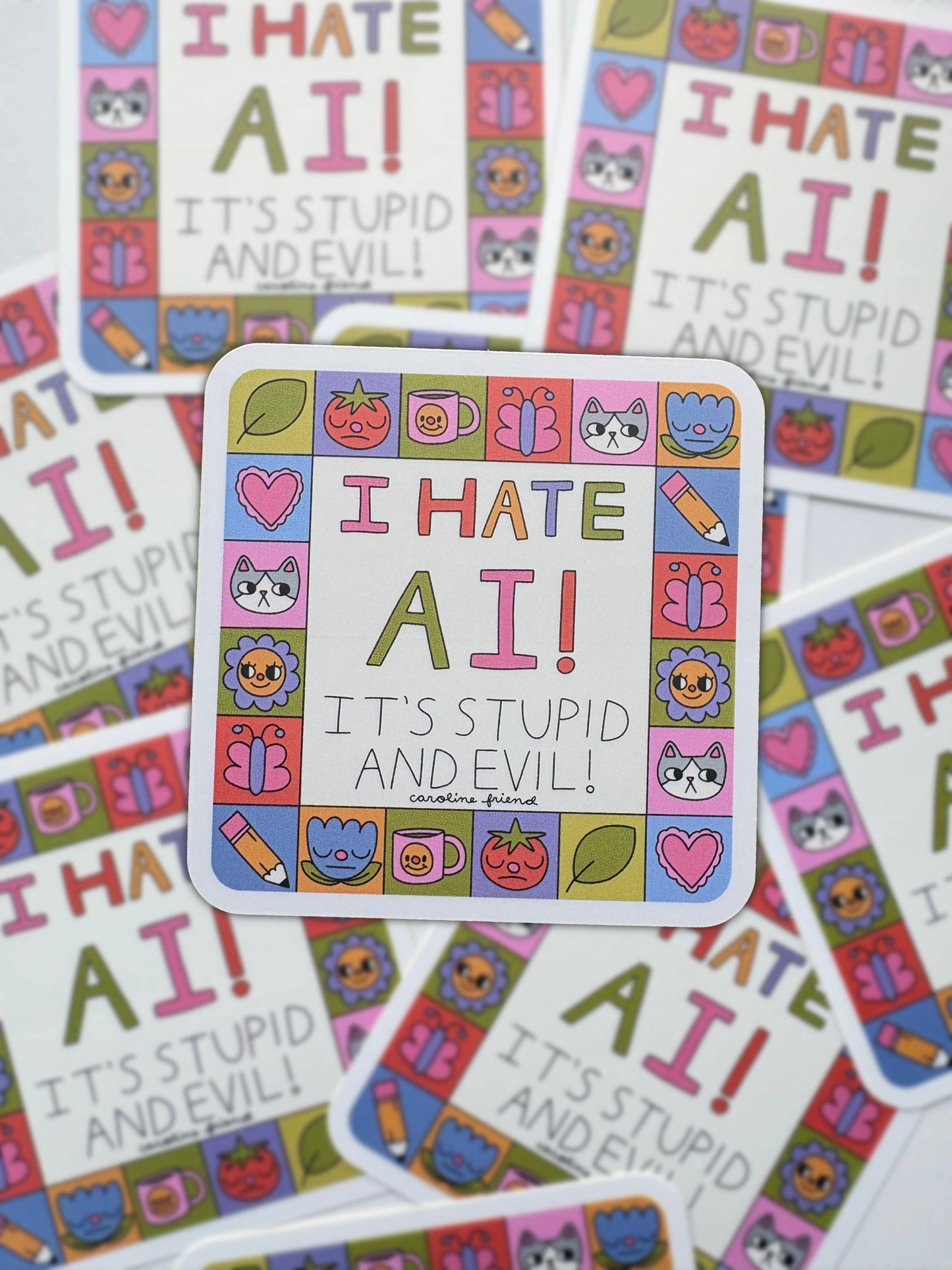 I Hate AI Sticker │ Waterproof Vinyl Anti-AI