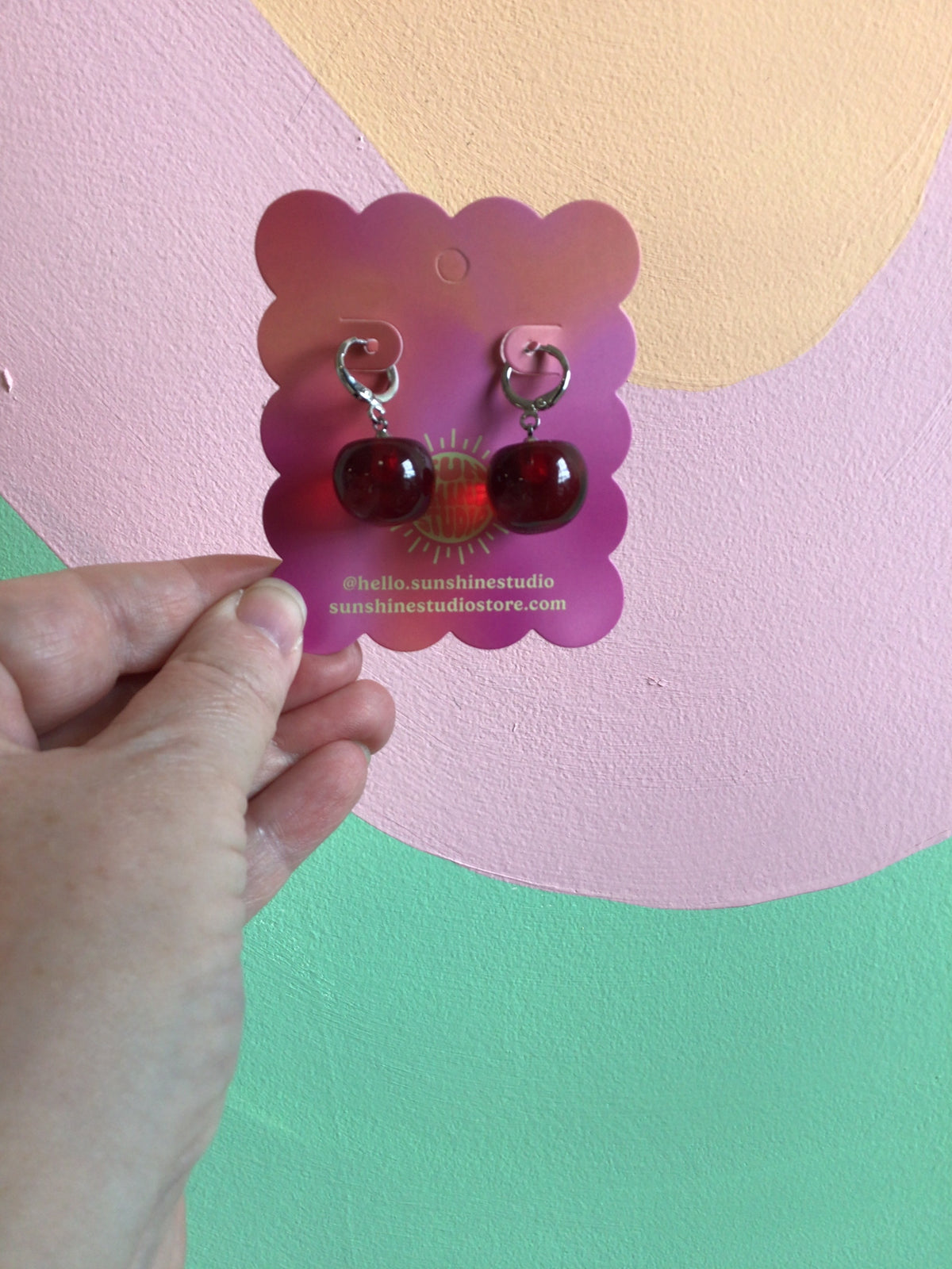 Single Cherry Huggie Earrings
