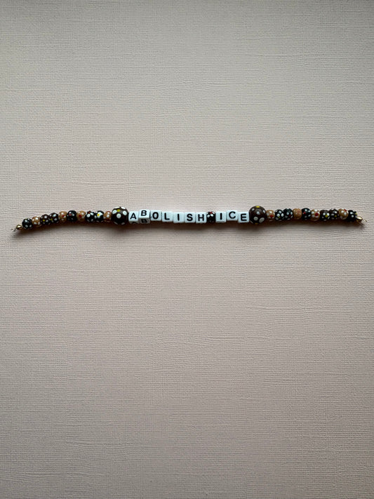 Abolish ICE wood beads bracelet or bag charm
