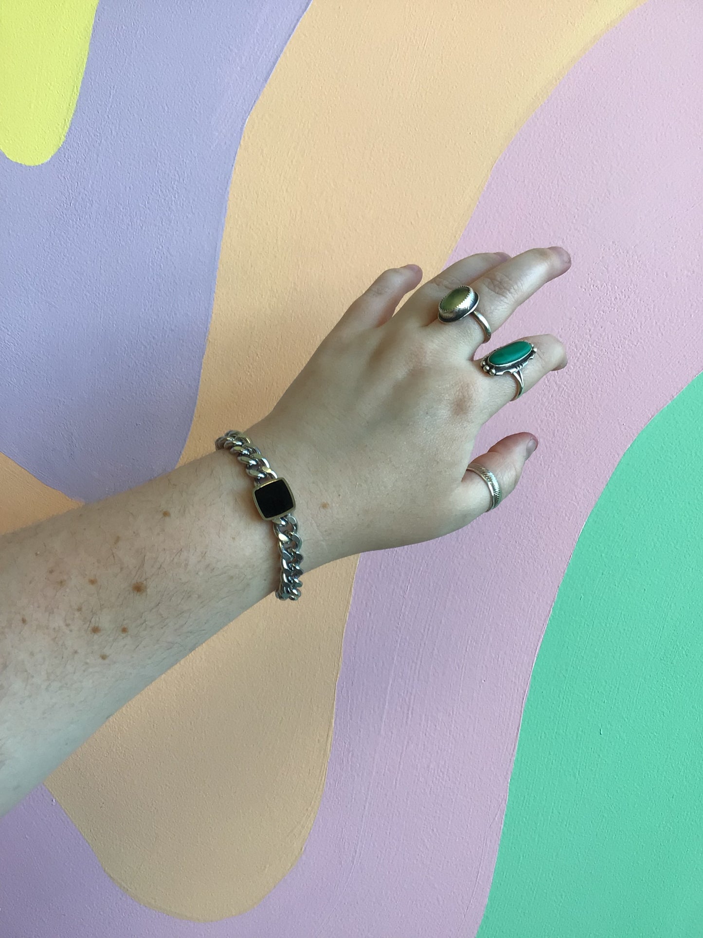 Chunky Titanium Black Gem Bracelet