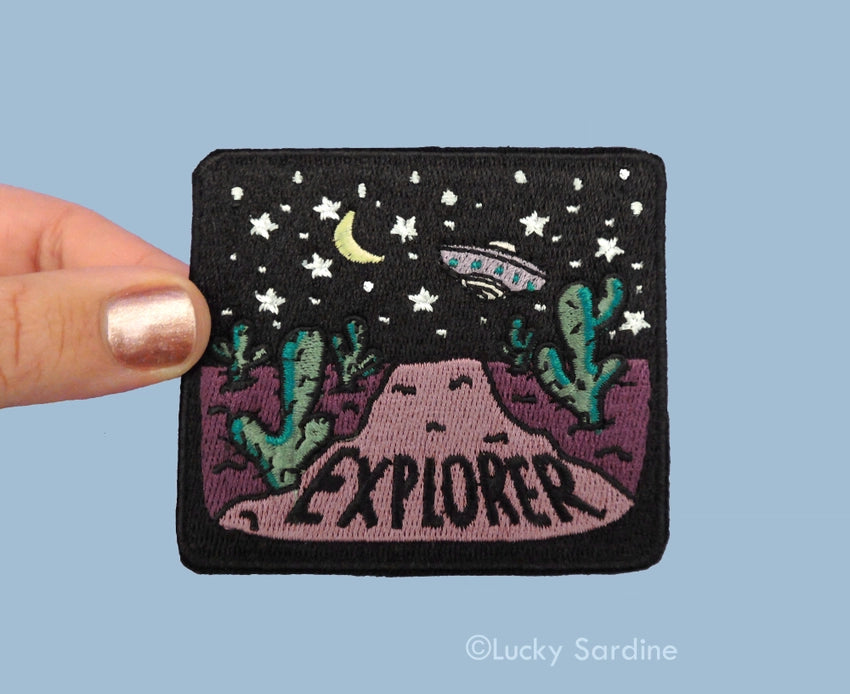 "Explorer" UFO Desert Nightscape Embroidered Patch