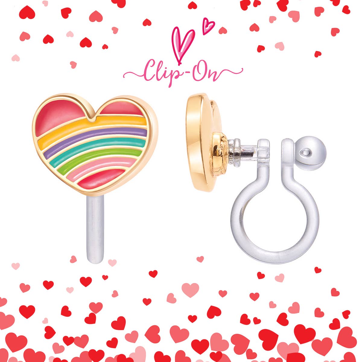 CLIP ON Cutie Earrings | Rainbow Heart