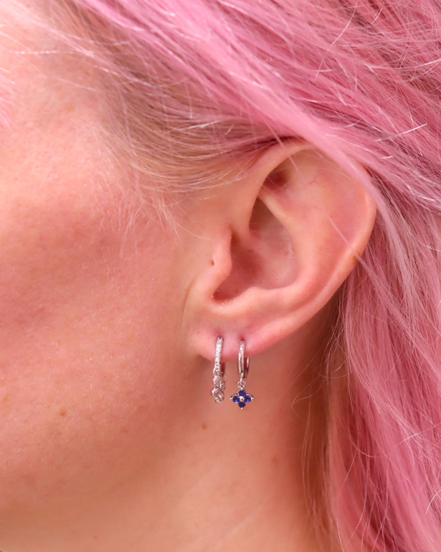 Blue Gem Clover - Mix and Match Earring