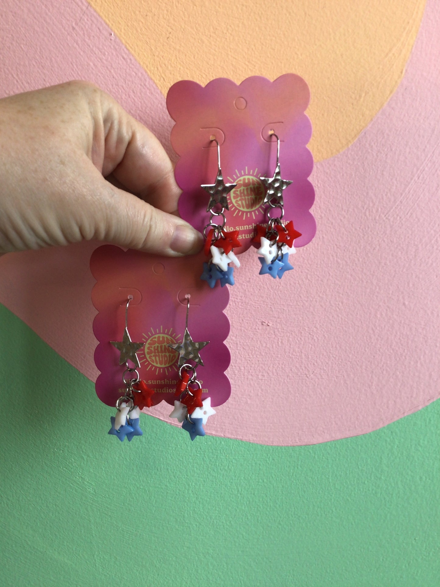 Bright and Fun Button Dangle Earrings