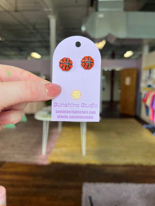 Tiny Basketball Earrings