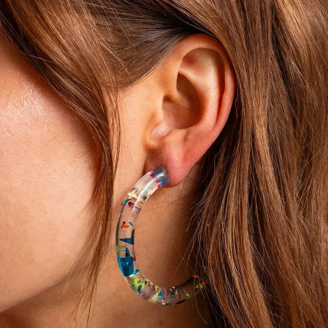 Confetti Hoop Earrings - Assorted Colors - Each: Iridescent