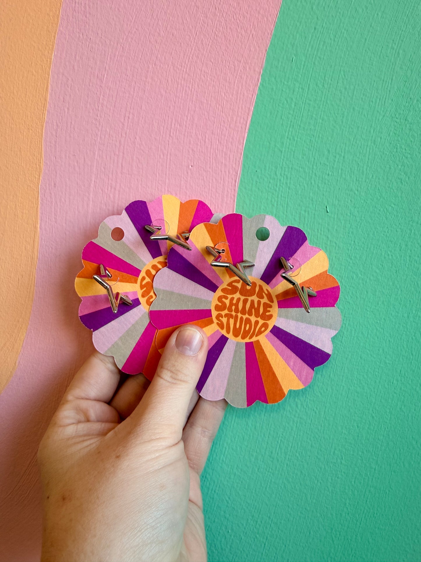 Edgy Pointed Star Titanium Hoops