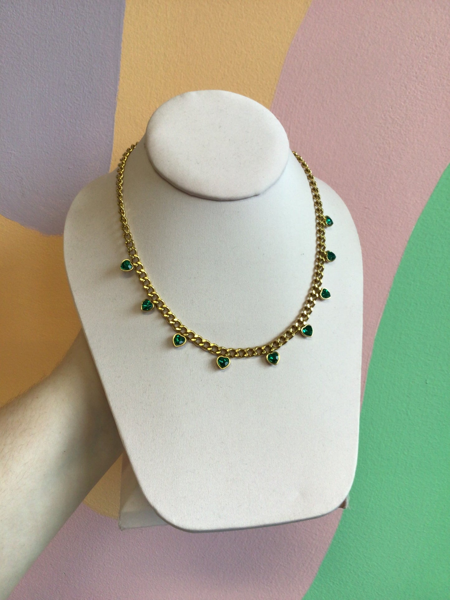 Titanium Gem Heart Chain