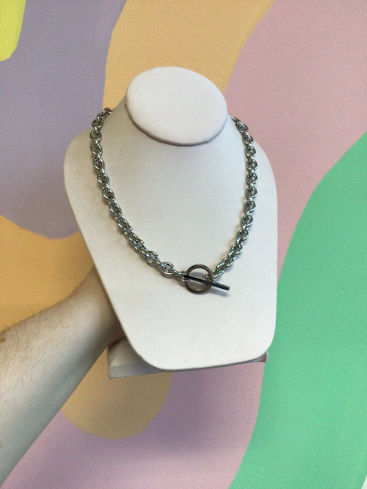 Oversized Toggle Clasp Titanium Necklace