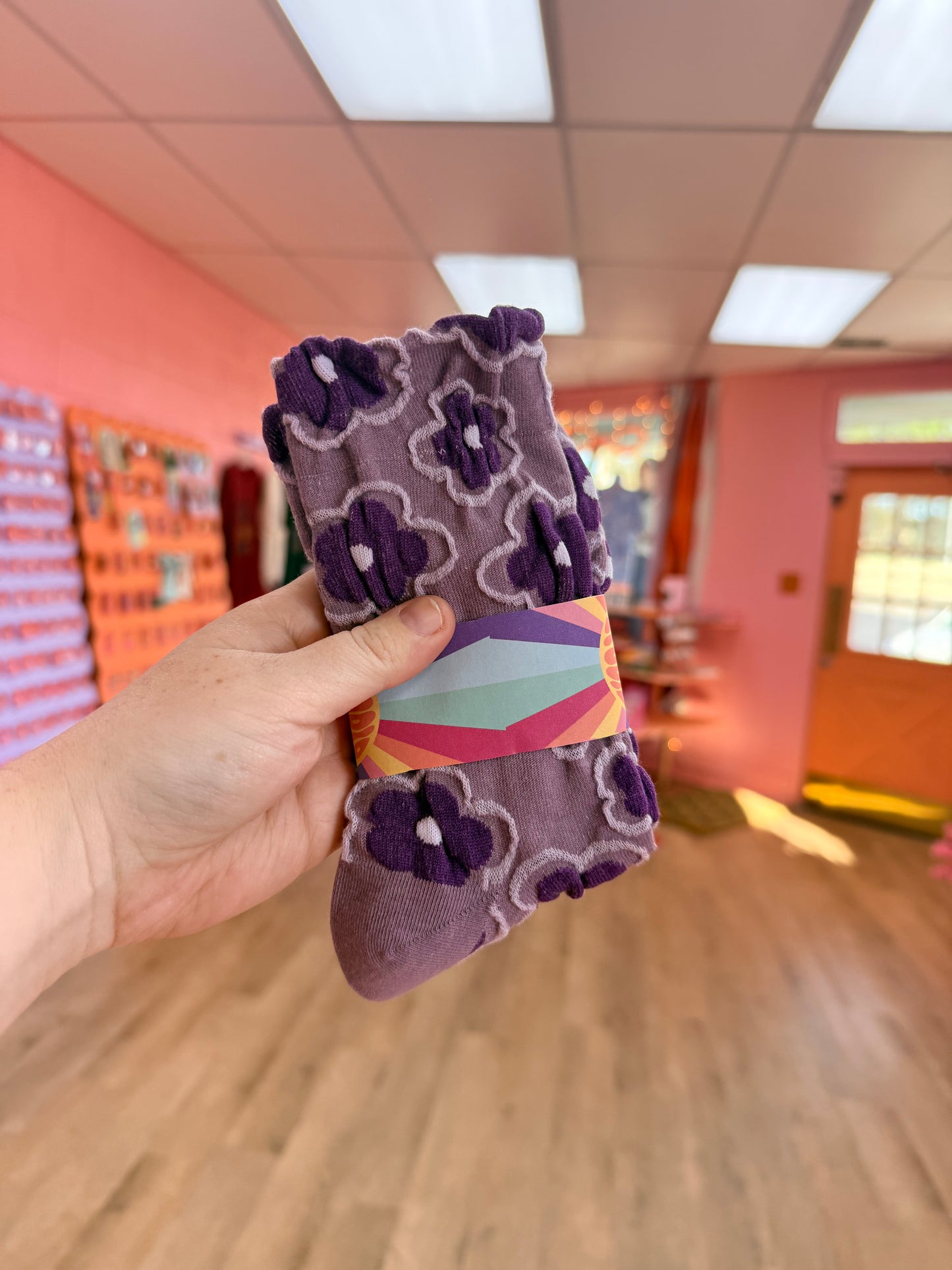 Purple Floral Socks