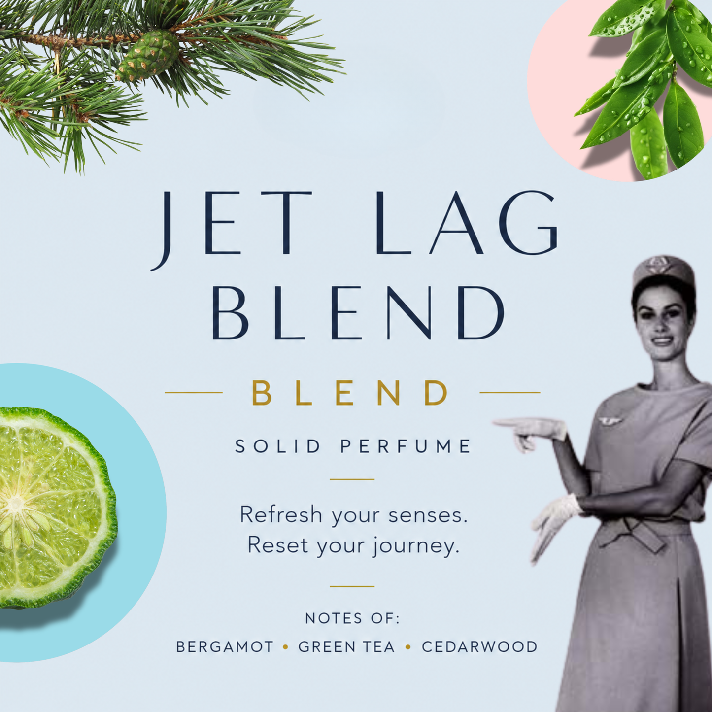 Wellness Trio: Jet Lag Blend Bergamot, Green Tea, and Cedarwood