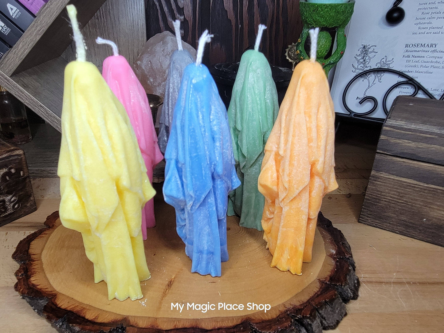 Ghost Handmade Candle , Palm wax Candle , Halloween Candle , white Ghost candle: Red