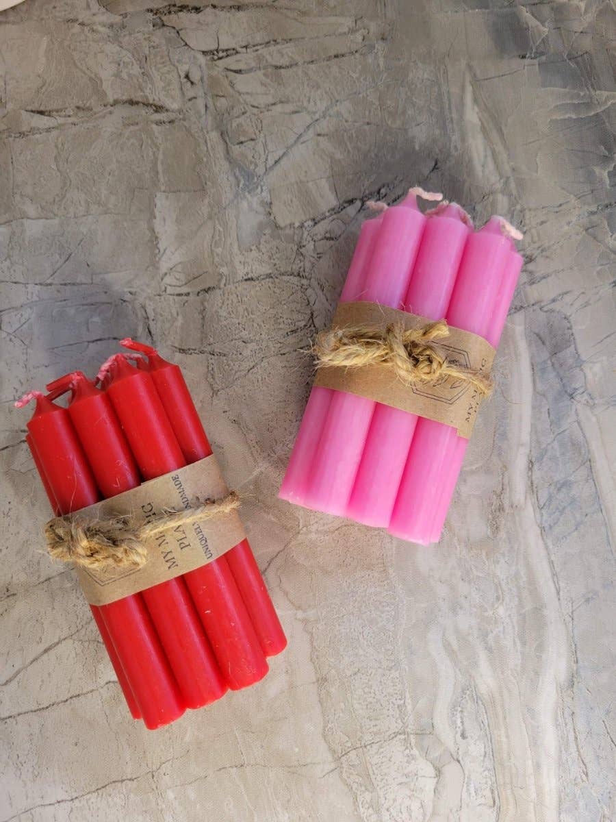 Set of 10 mini Candles 4" chime unscented Home Decor: Brown
