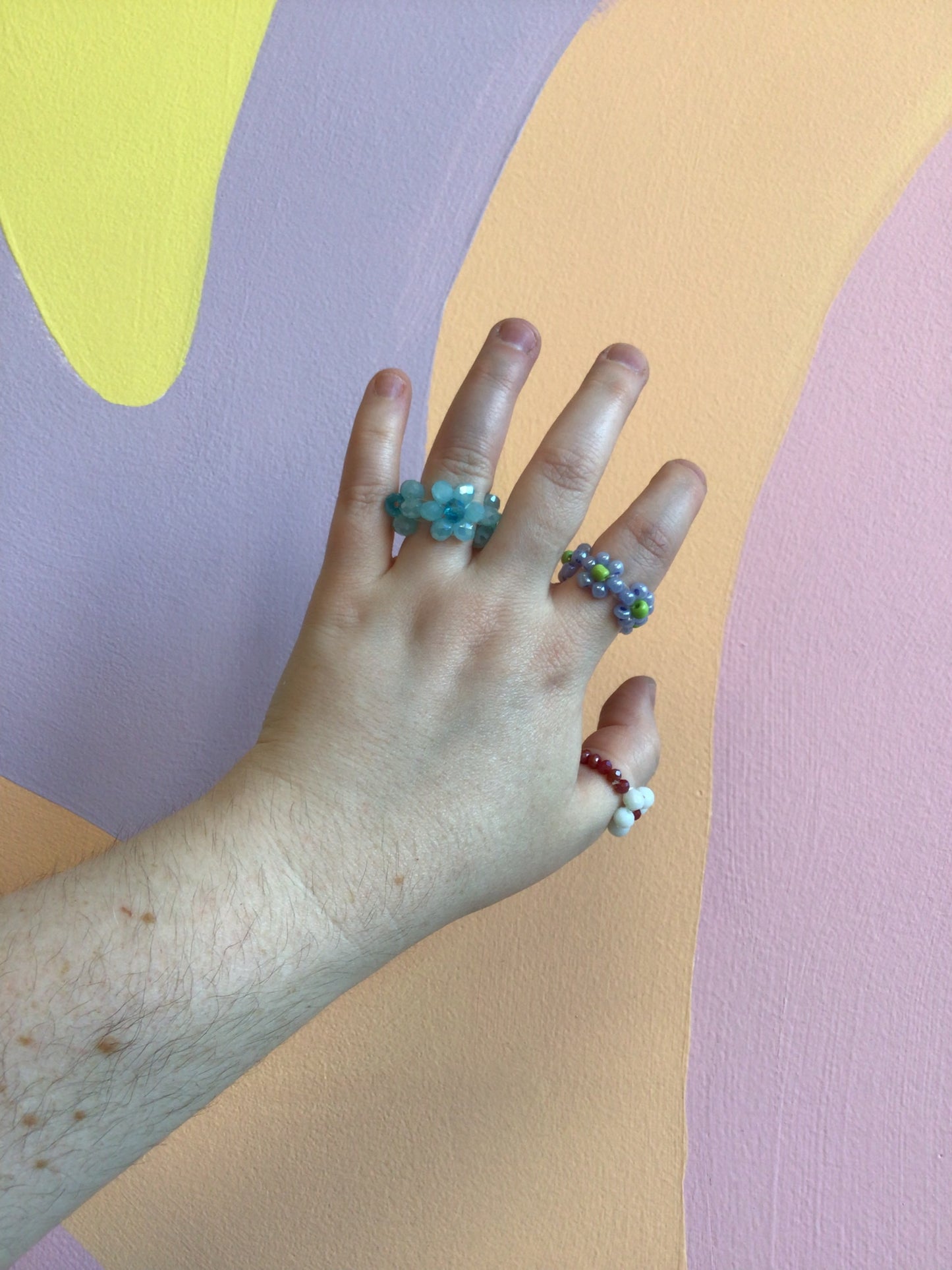 Beaded Flower Rings