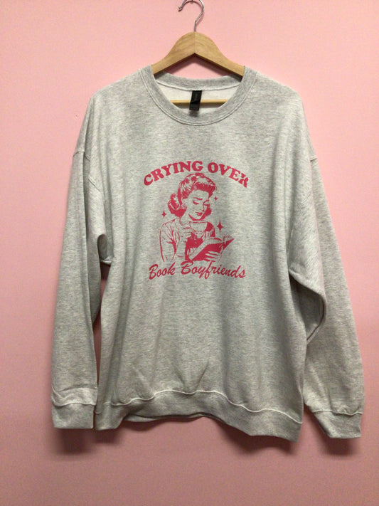 Crying Over Book Boyfriends Crewneck