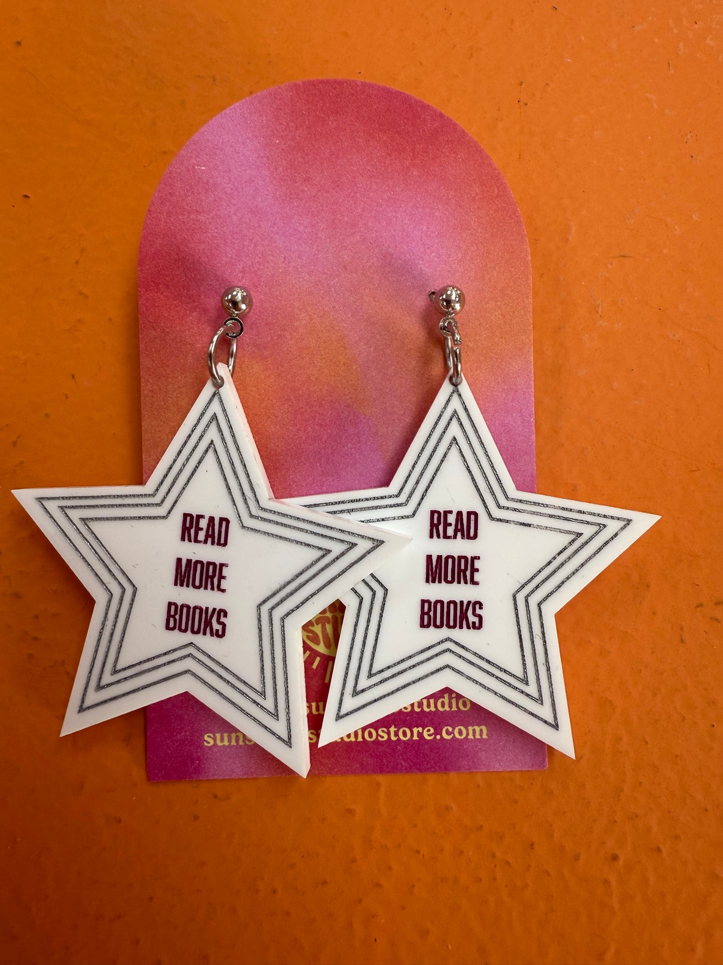"Read More Books" Star Earrings