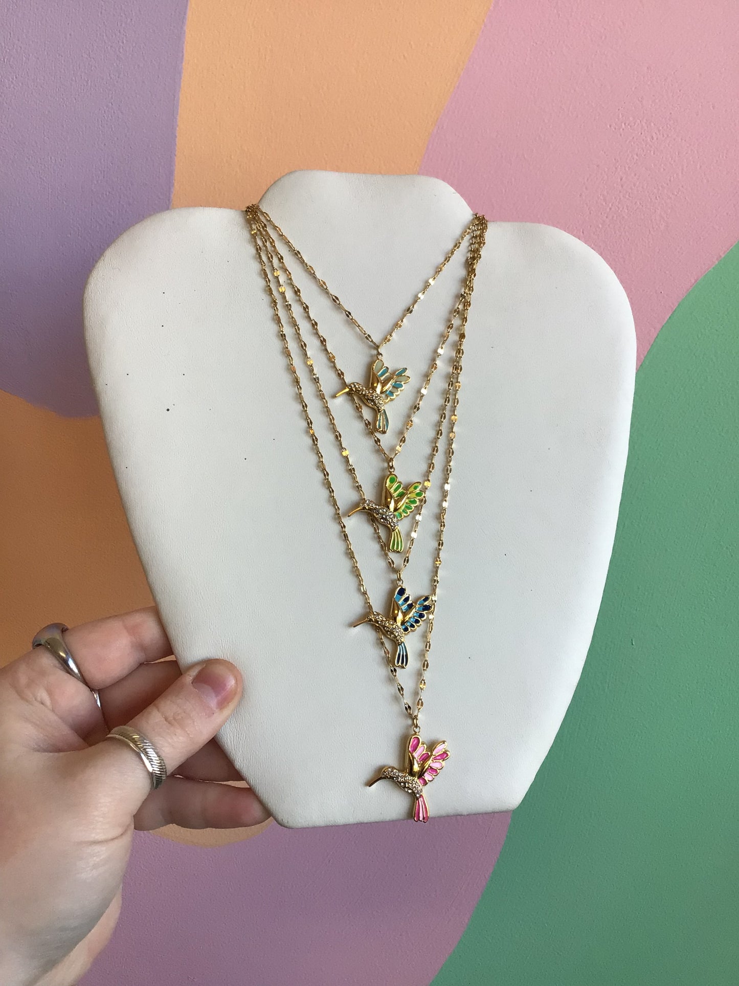 Hummingbird Charm Titanium Necklace