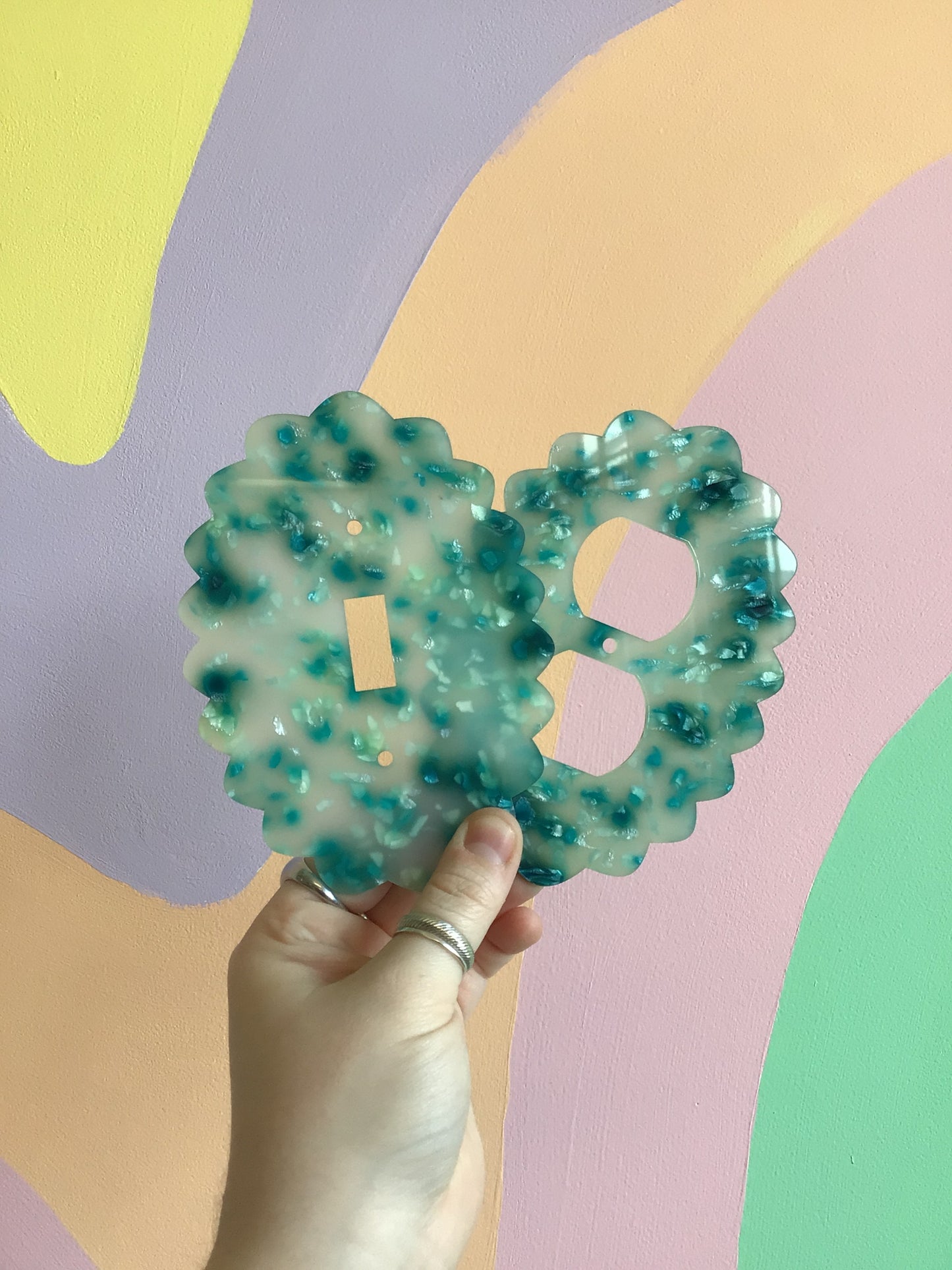 Teal Terrazzo Outlet Covers