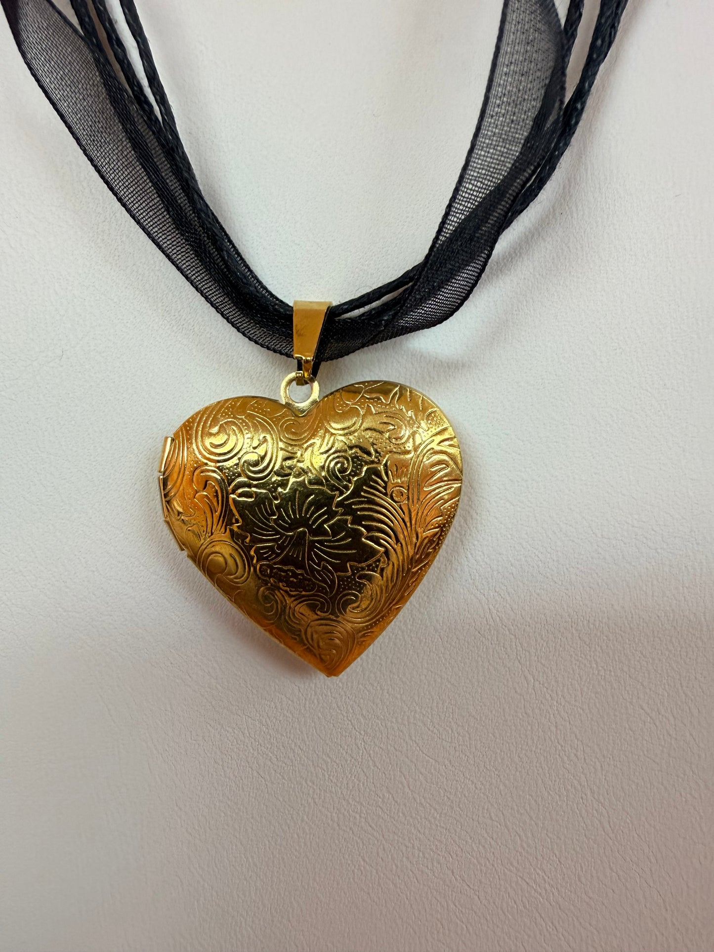 Black Ribbon Titanium Charm Necklaces