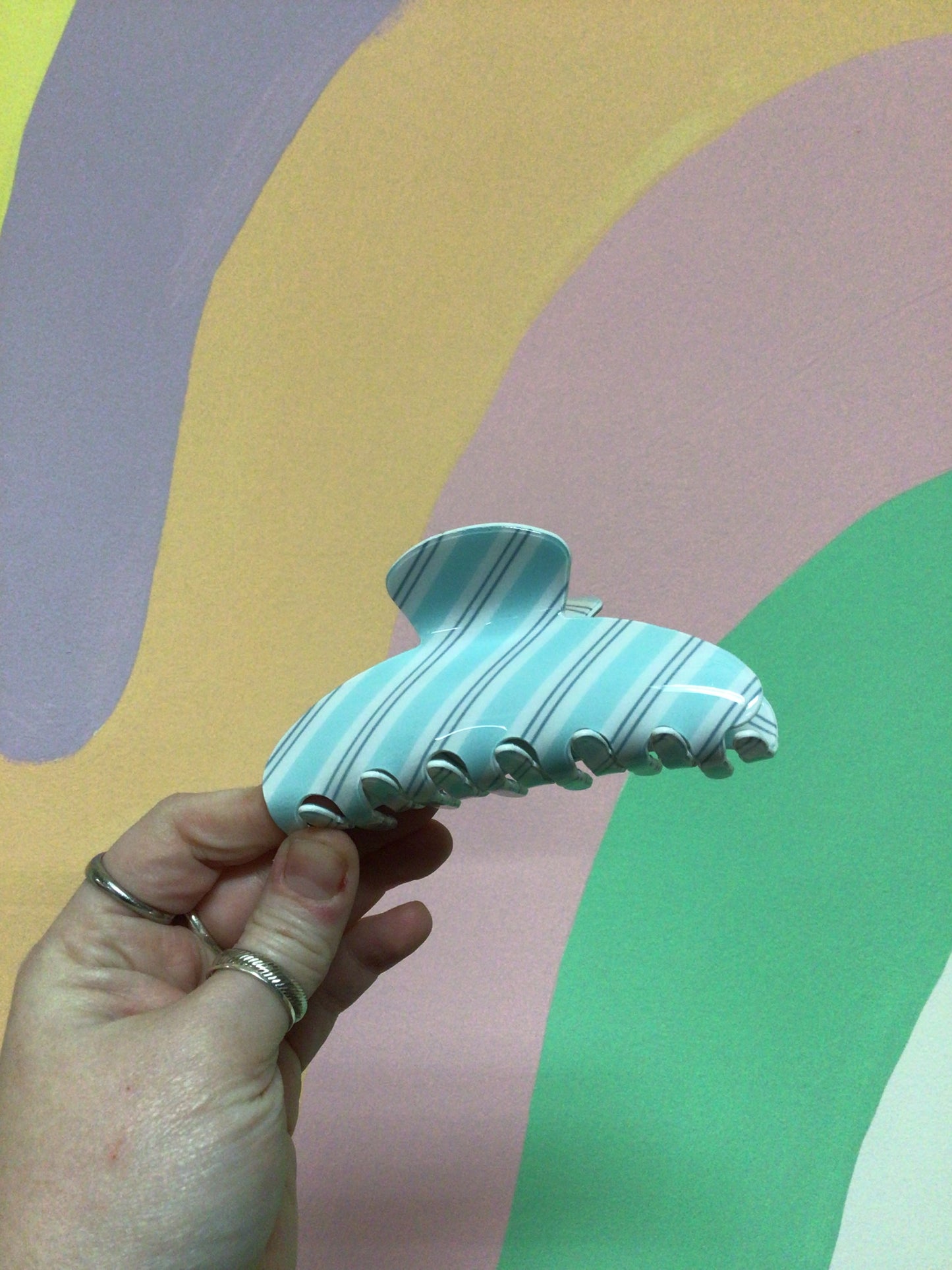Sky Blue Stripe Hair Claw