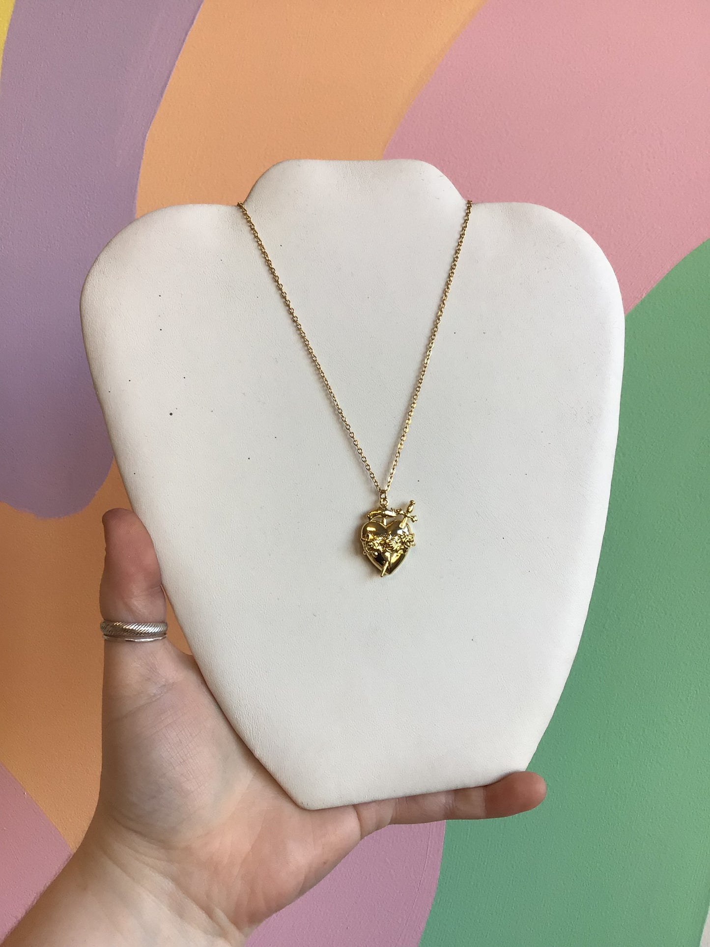Sacred Heart Titanium Charm Necklace