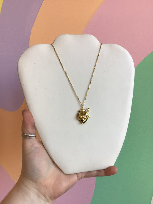 Sacred Heart Titanium Charm Necklace