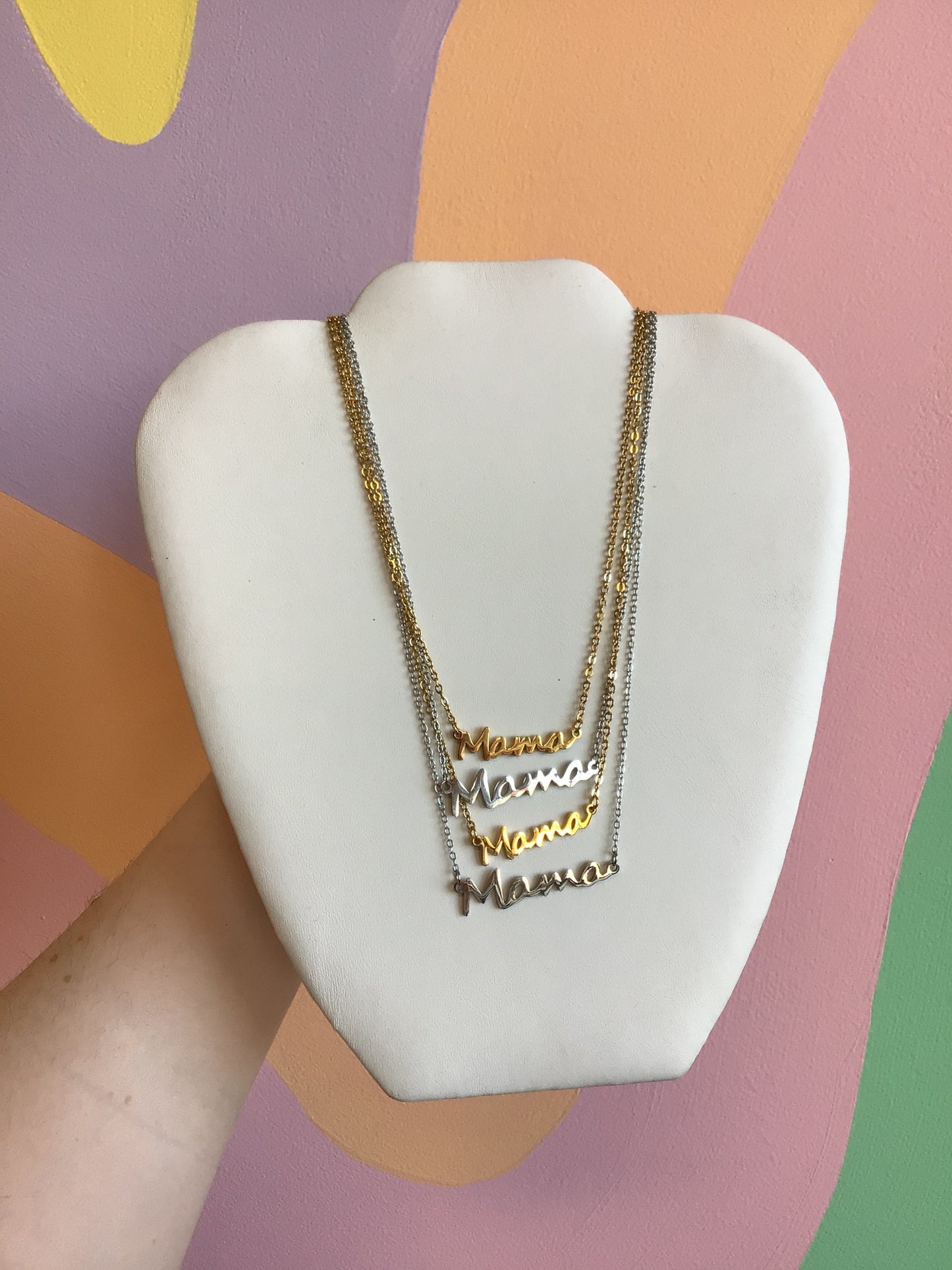 Mama word titanium necklace