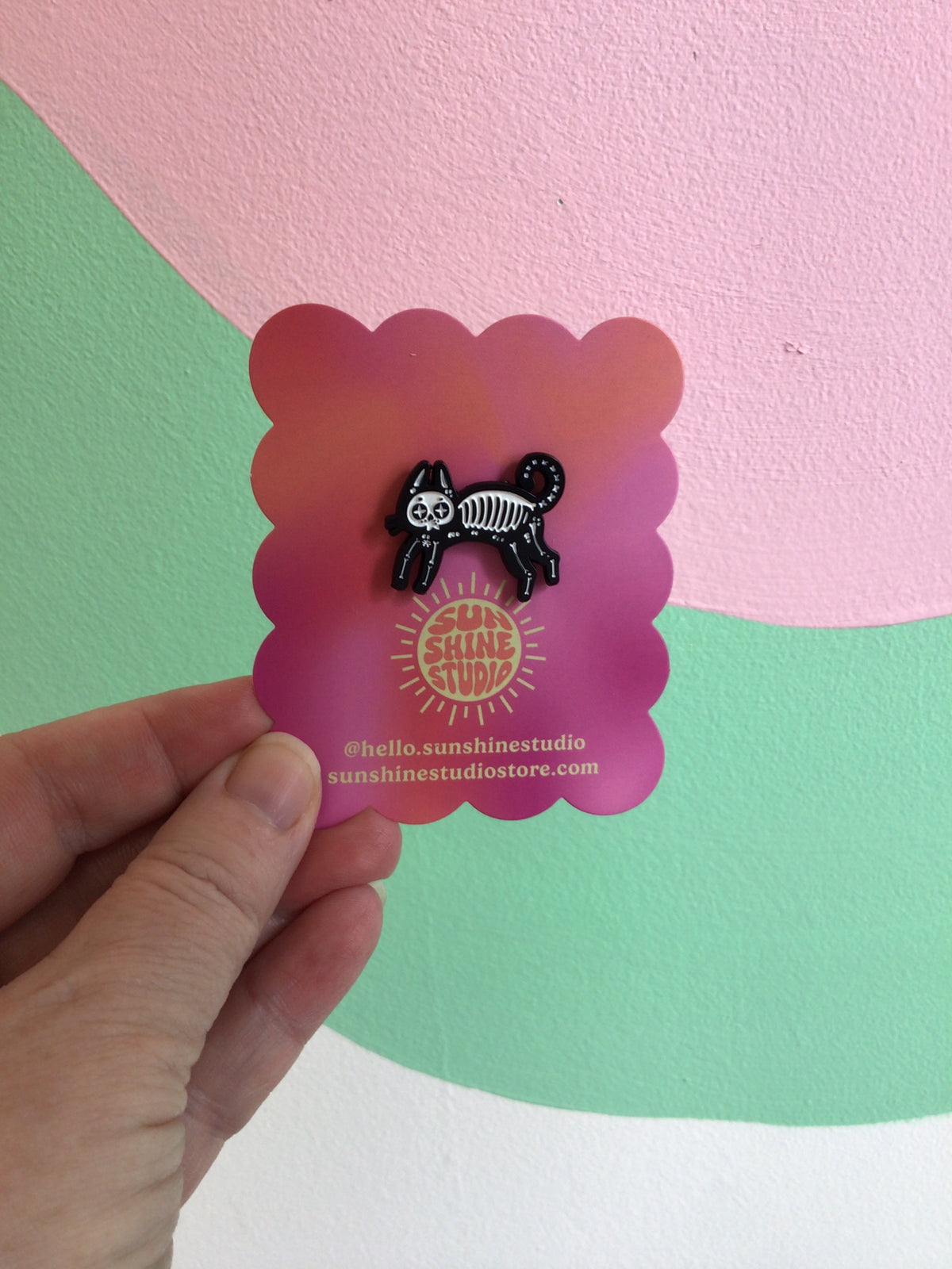 Skeleton-Cat Enamel Pins