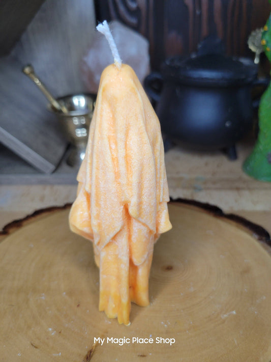 Ghost Handmade Candle , Palm wax Candle , Halloween Candle , white Ghost candle: Orange