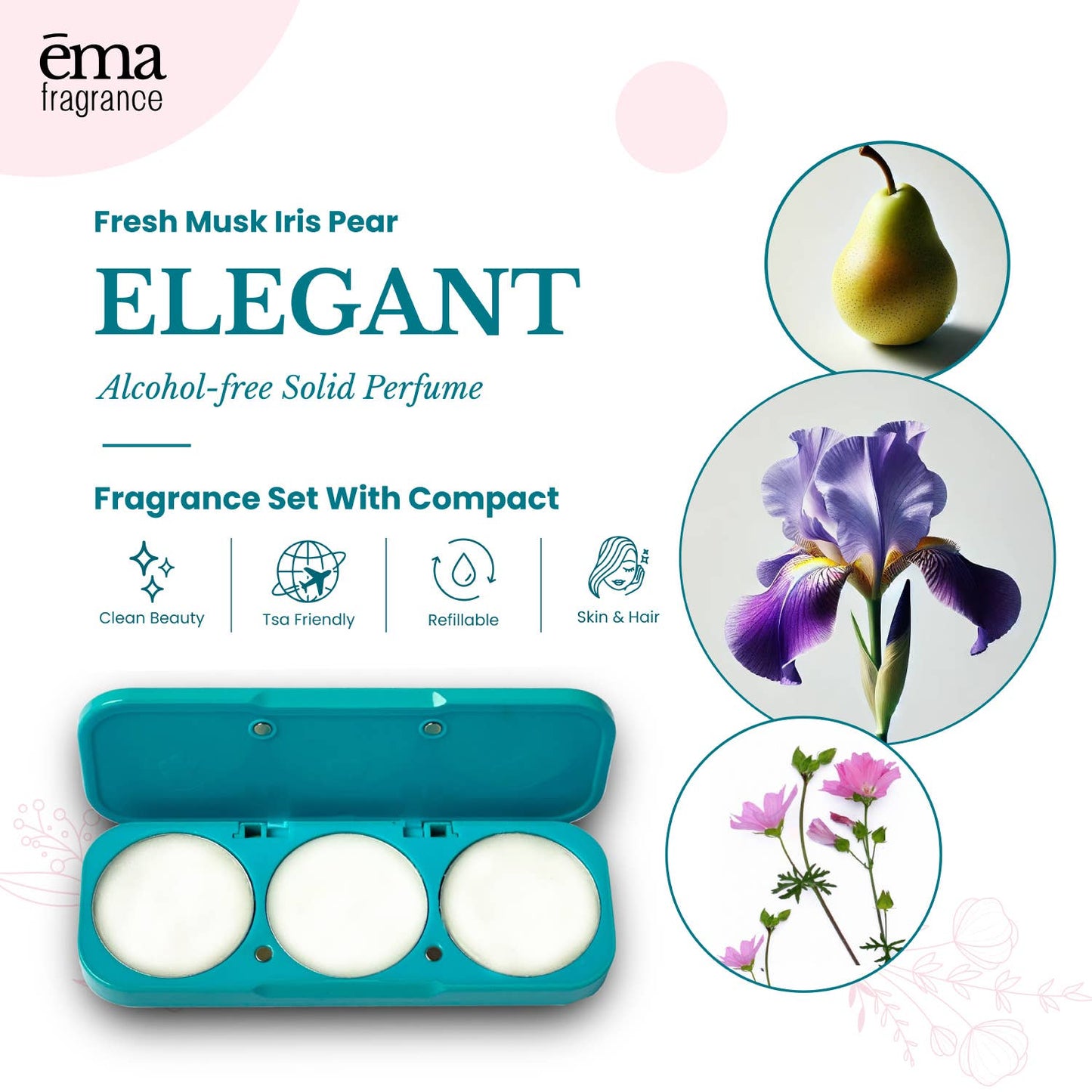 Floral Pear Solid Perfume Set – Refillable Compact