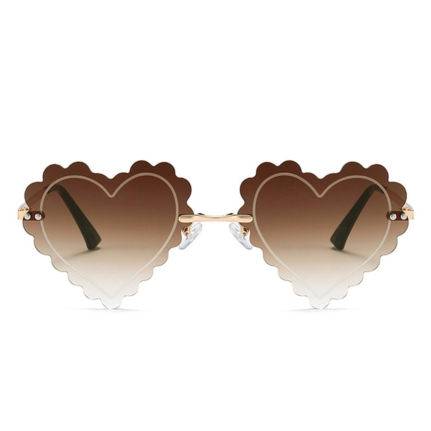 Rimless Playful Tinted Heart Shape Sunglasses: No Packaging