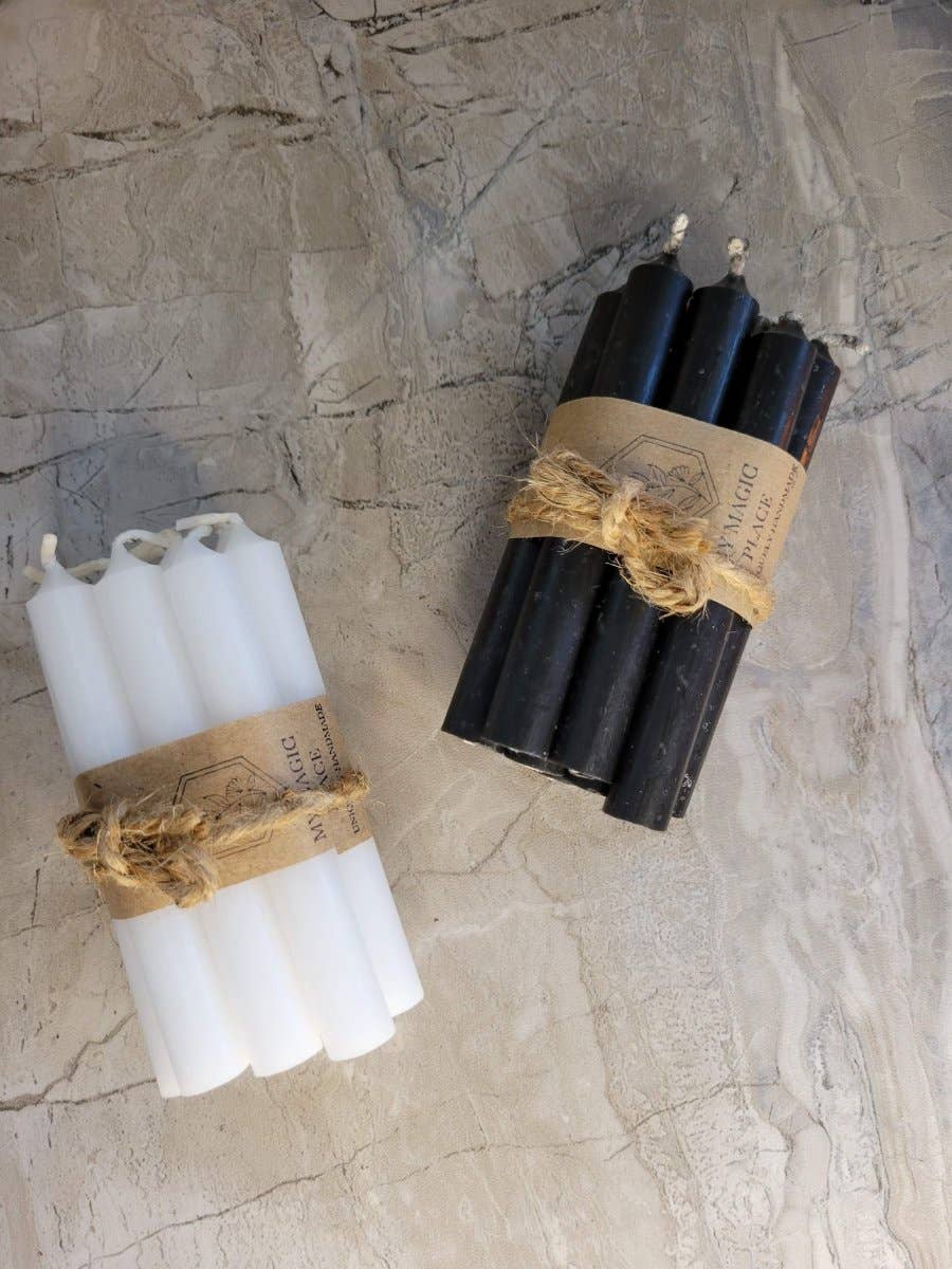 Set of 10 mini Candles 4" chime unscented Home Decor: Brown