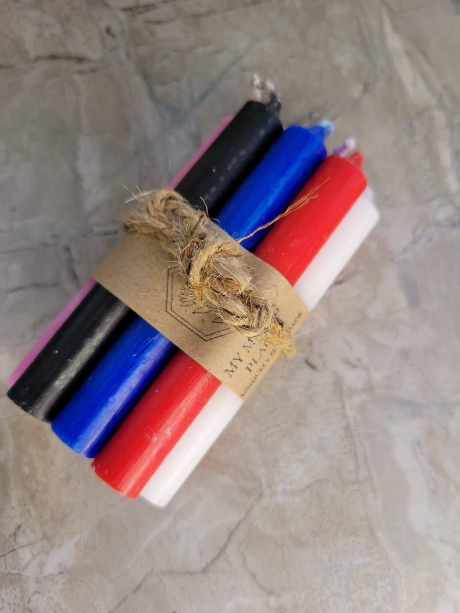 Set of 10 mini Candles 4" chime unscented Home Decor: Brown