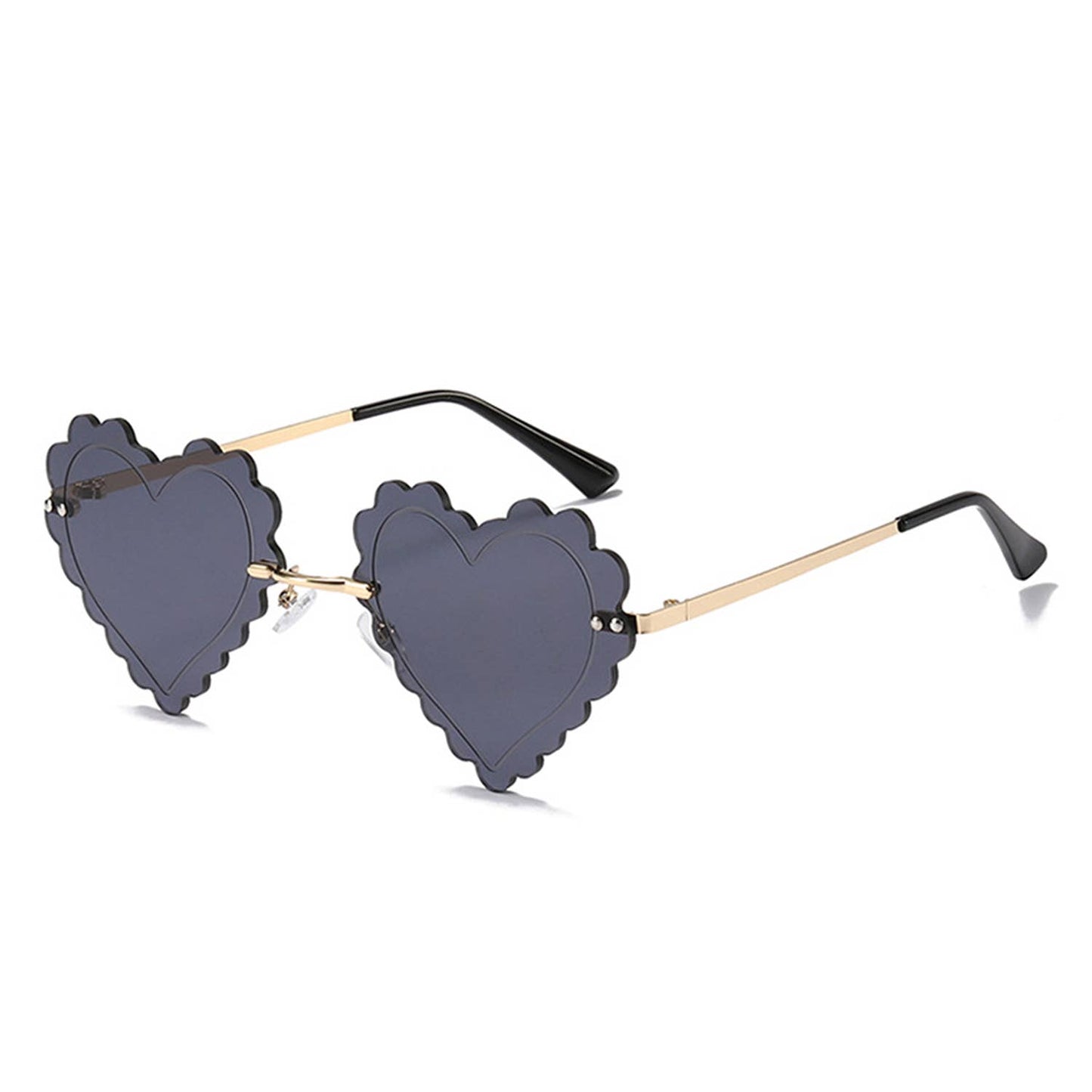 Rimless Playful Tinted Heart Shape Sunglasses: No Packaging