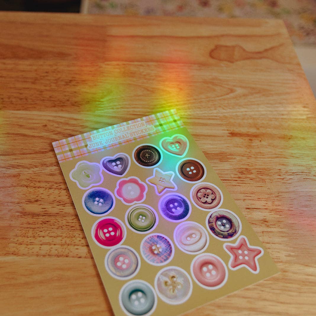 Junk Journal Stickers, Button Collection