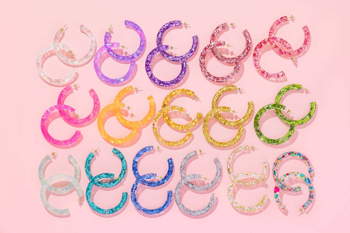 Confetti Hoop Earrings - Assorted Colors - Each: Iridescent