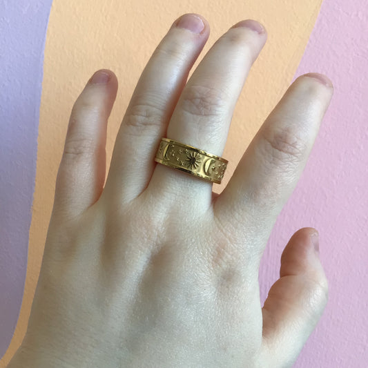 Sun, Moon, and Stars Titanium Band