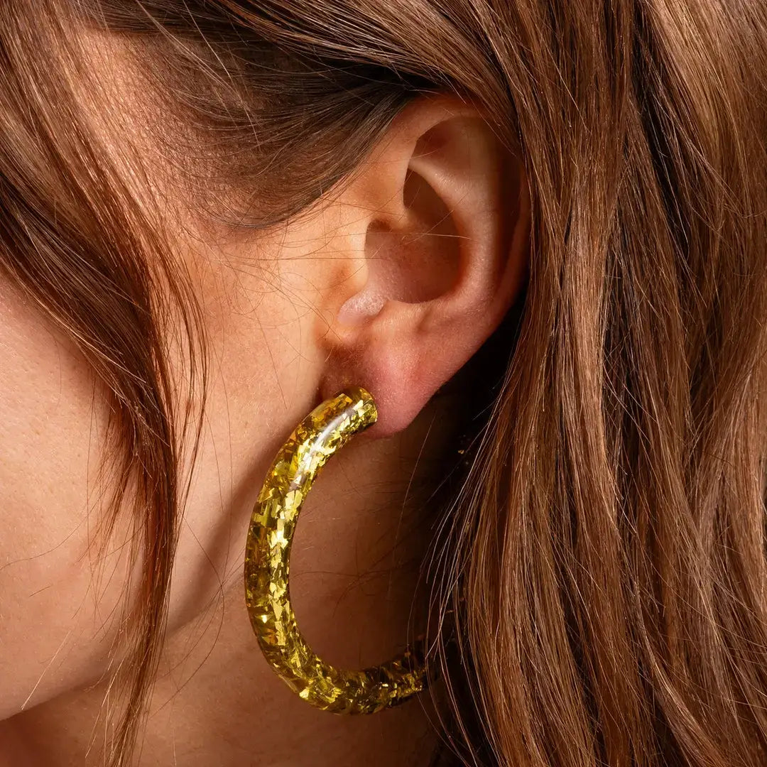 Confetti Hoop Earrings - Assorted Colors - Each: Iridescent