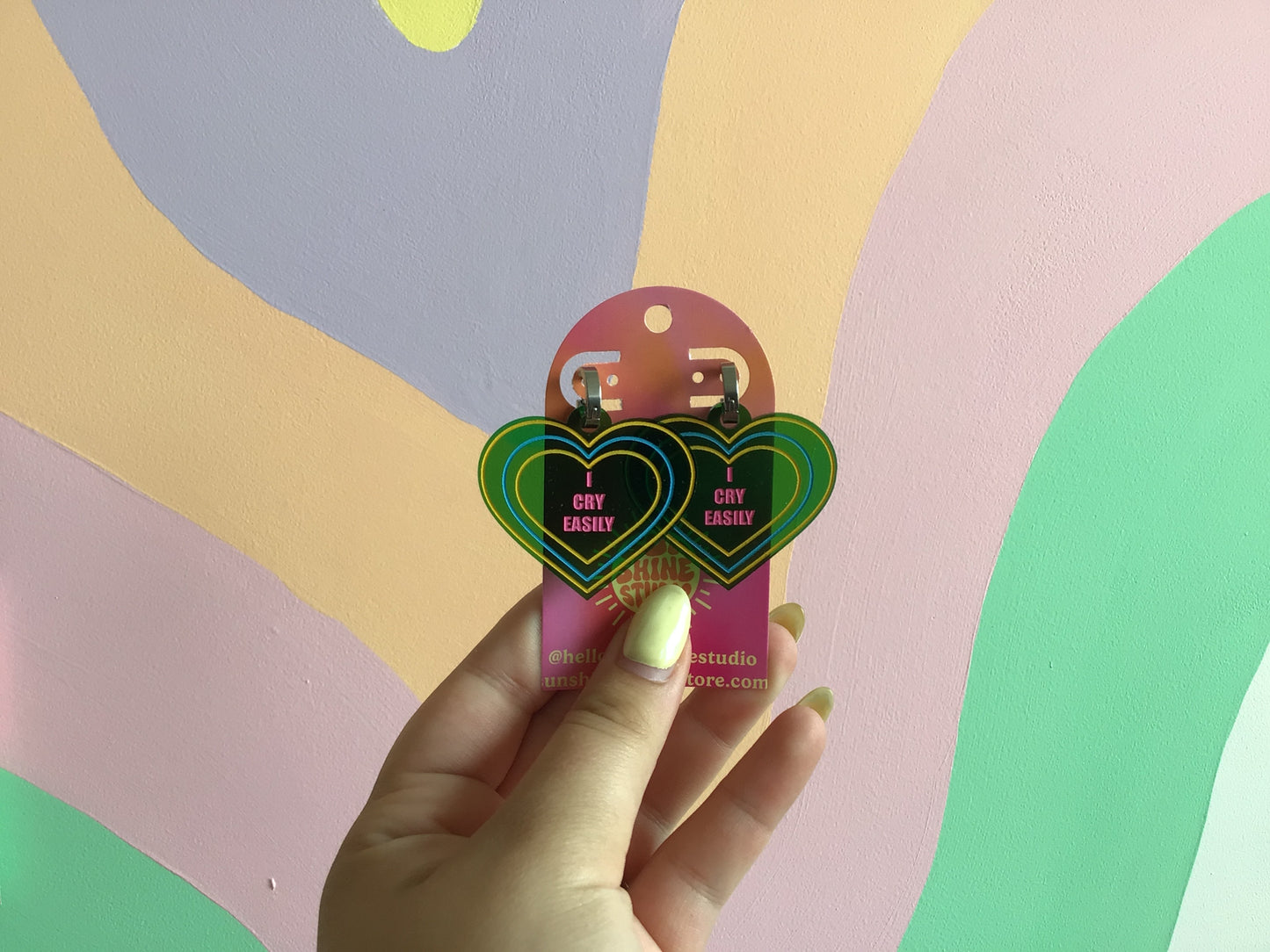 I Cry Easily Earrings - Green