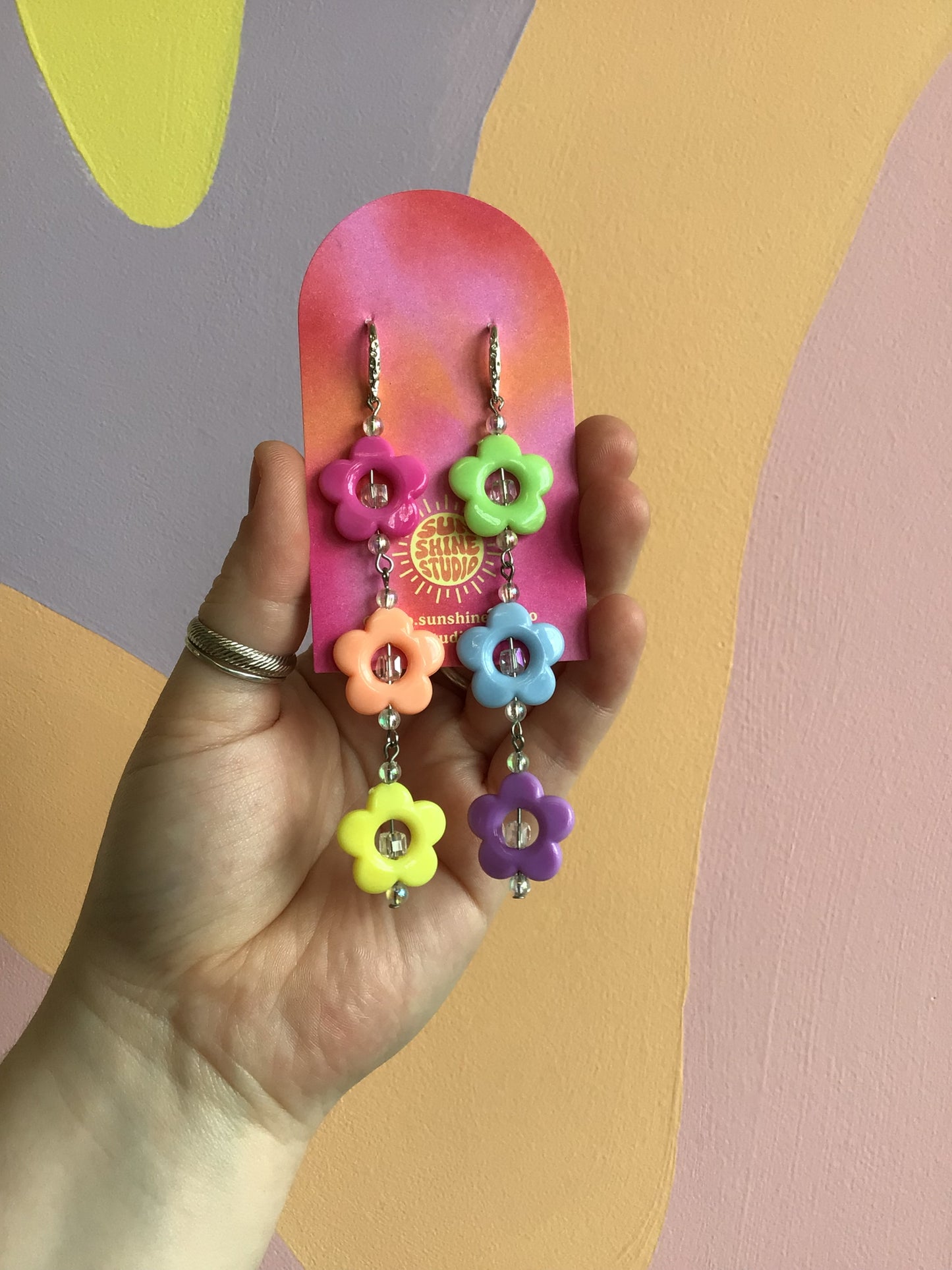 Happy Rainbow Daisy Earrings
