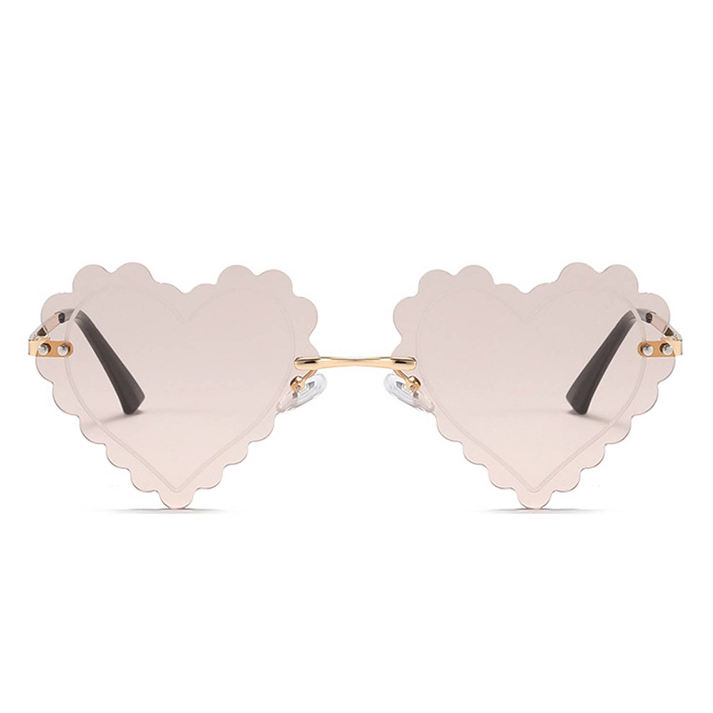 Rimless Playful Tinted Heart Shape Sunglasses: No Packaging