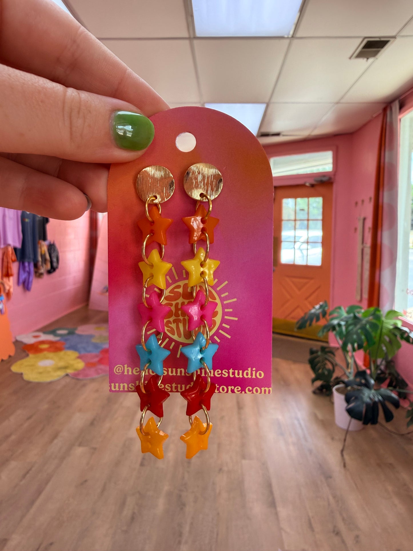 Bright and Fun Button Dangle Earrings
