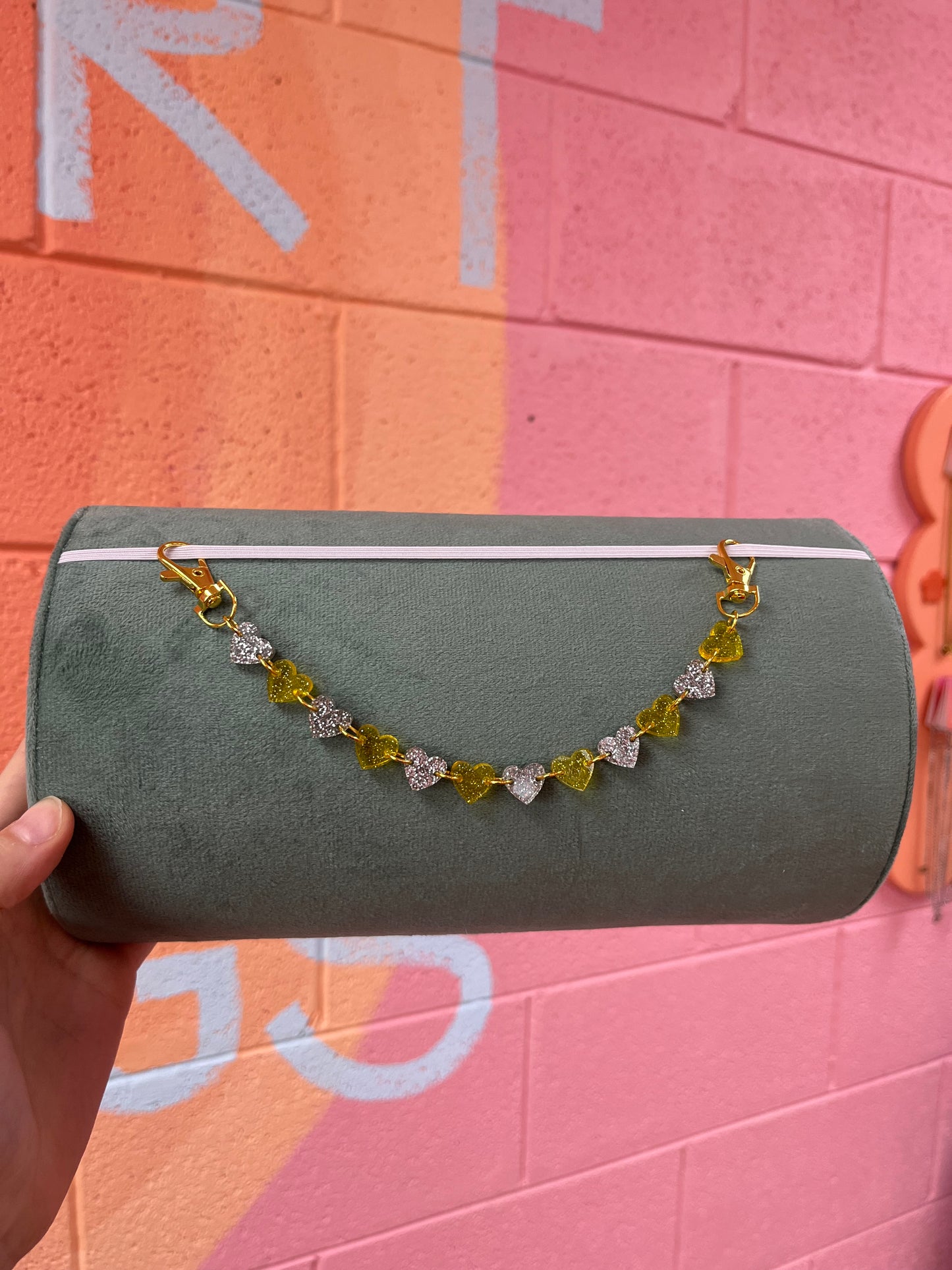 Silver & Yellow Heart Bag Charm