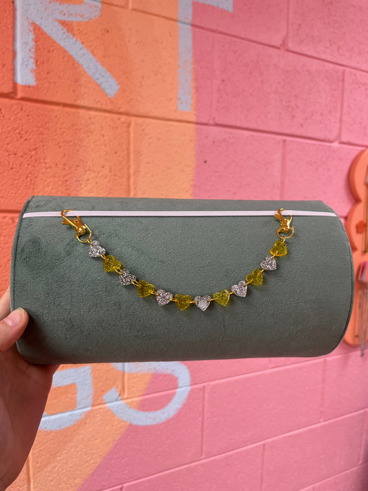 Silver & Yellow Heart Bag Charm