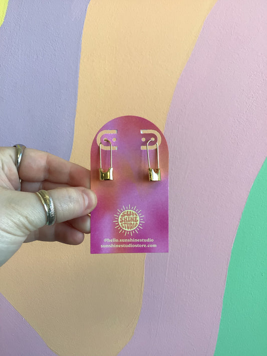 Copper Plated Safety Pin Earrings