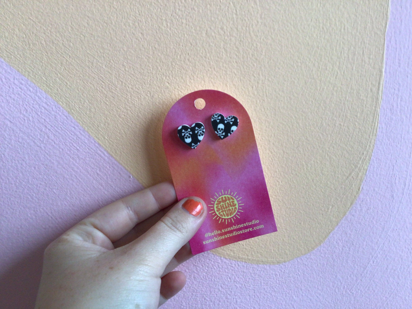 Skull Heart Studs