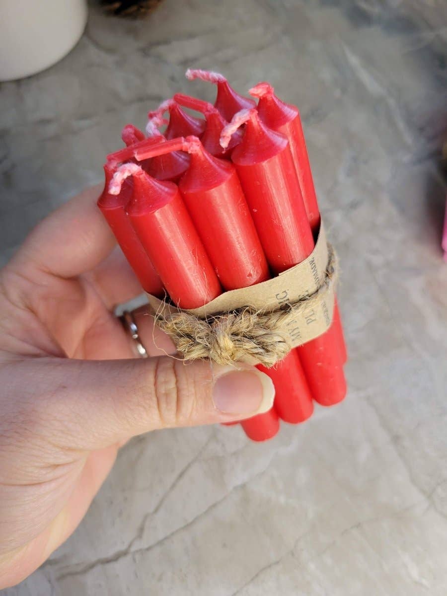 Set of 10 mini Candles 4" chime unscented Home Decor: Brown