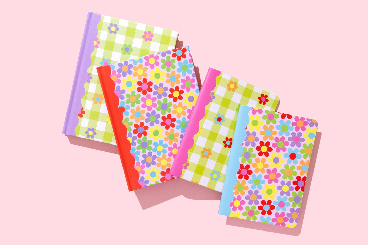 Hardcover Notebook - Green Gingham w/ Flowers